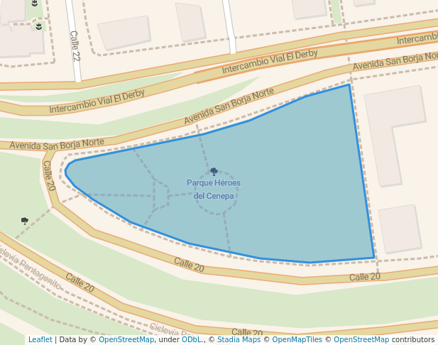 walking in Heroes of Cenepa Park map in San Borja