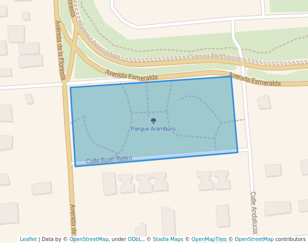 walking in Parque Aramburú map in San Borja