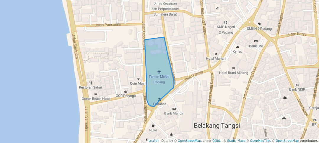 walking in Taman Melati Padang map in Padang