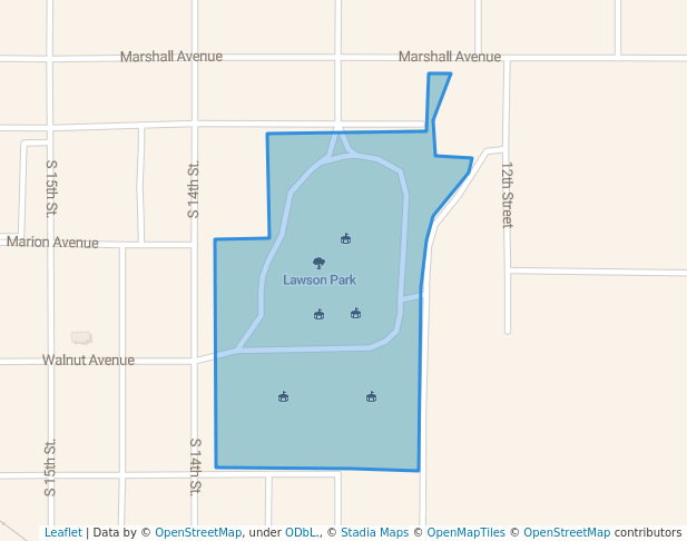 walking in Lawson Park map in Mattoon