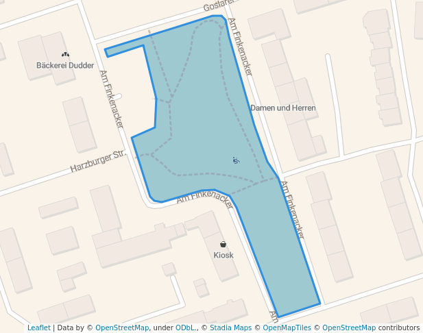 walking in Karl Harzig Park map in Duisburg