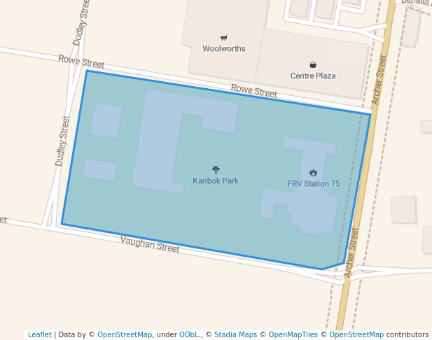 walking in Karibok Park map in Shepparton