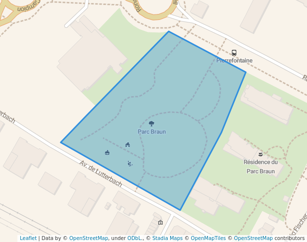 walking in Parc Braun map in Mulhouse