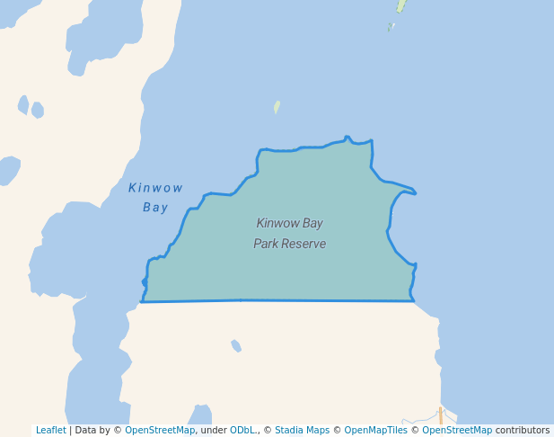 walking in Kinwow Bay Park Reserve map in KOOSTATAK