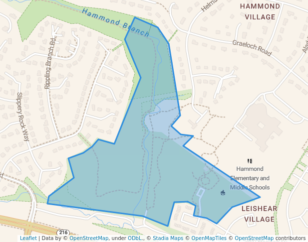 walking in Hammond Park map in Laurel