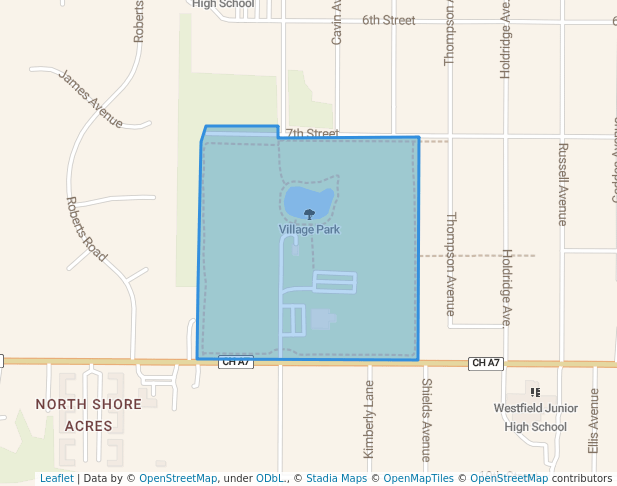 walking in Village Park map in Winthrop Harbor