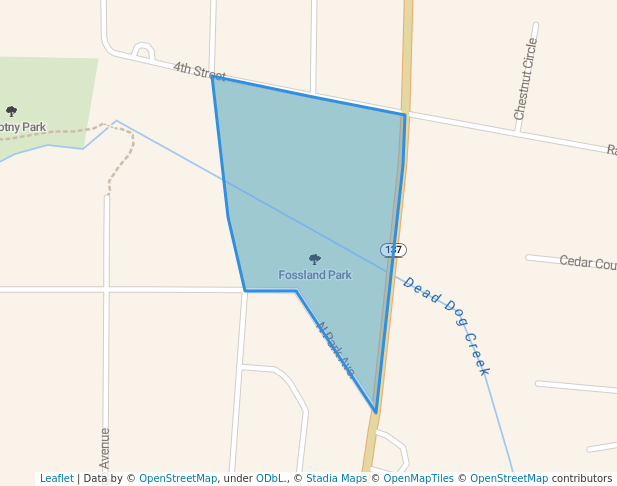 walking in Fossland Park map in Winthrop Harbor