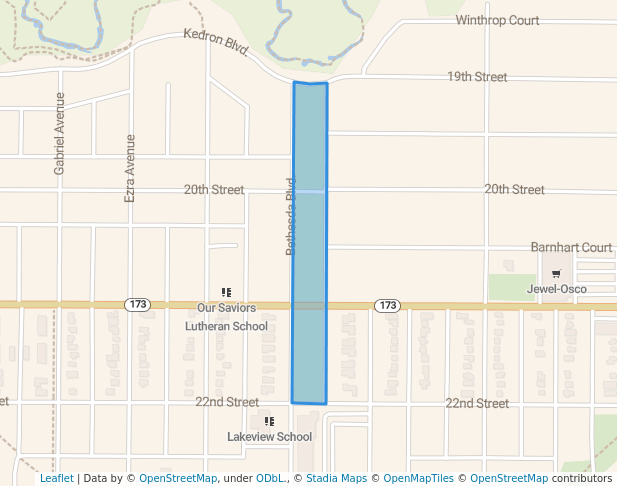 walking in Bethesda Boulevard Park map in Zion