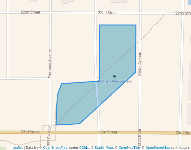 walking in Bethany Avenue Park map in Zion
