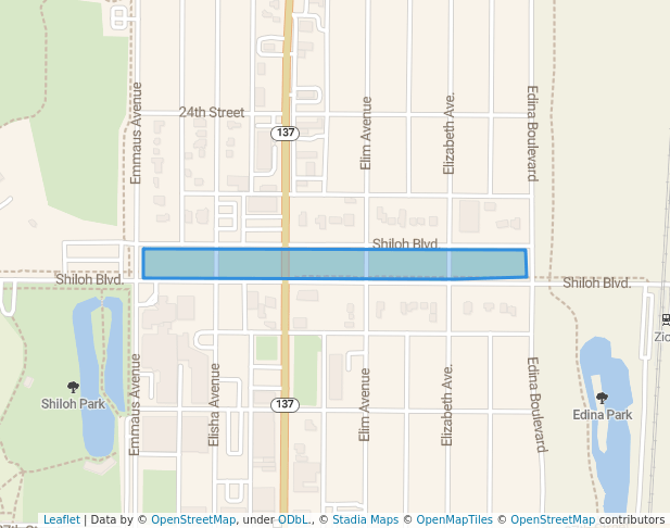 walking in Shiloh Boulevard Park map in Zion