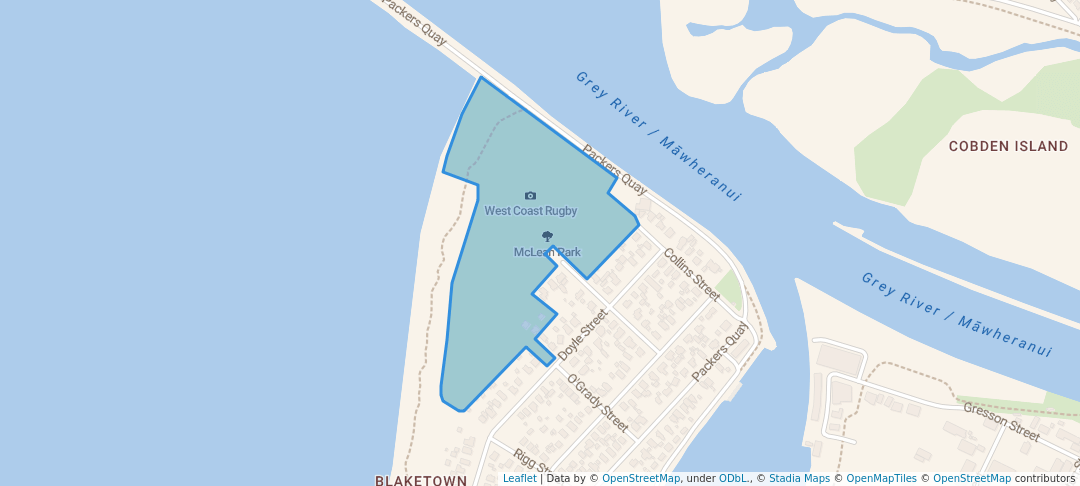 walking in McLean Park map in Greymouth