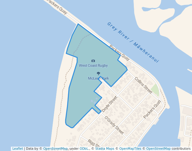 walking in McLean Park map in Greymouth