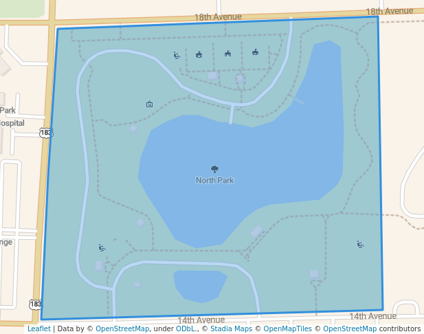 walking in North Park map in Holdrege
