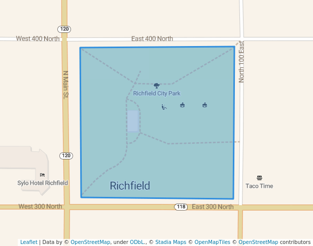 walking in Richfield City Park map in Richfield