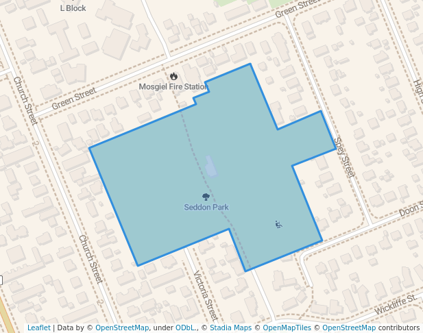 walking in Seddon Park map in Mosgiel