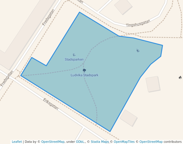 walking in Ludvika Stadspark map in Ludvika