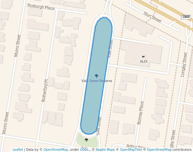 walking in Vale Street Reserve map in Alfredton