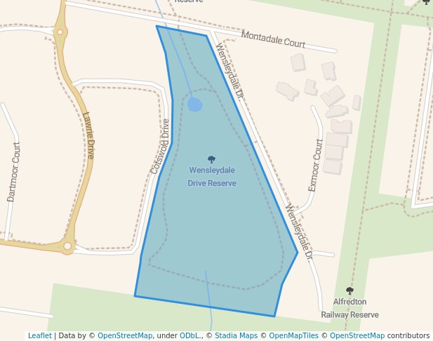 walking in Wensleydale Drive Reserve map in Alfredton