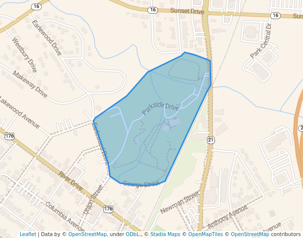 walking in Earlewood Park map in Columbia