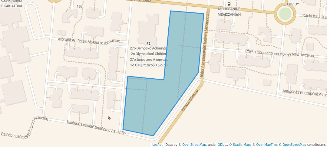 walking in ΠΛΑΤΕΙΑ ΑΧΑΡΝΩΝ map in Acharnes