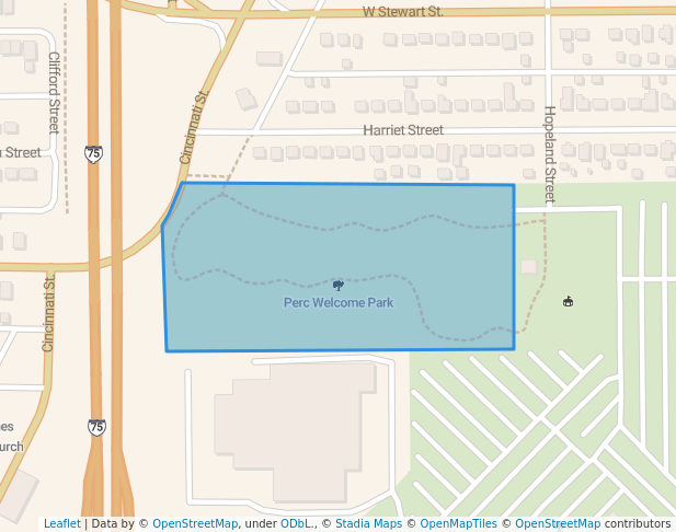 walking in Perc Welcome Park map in Dayton