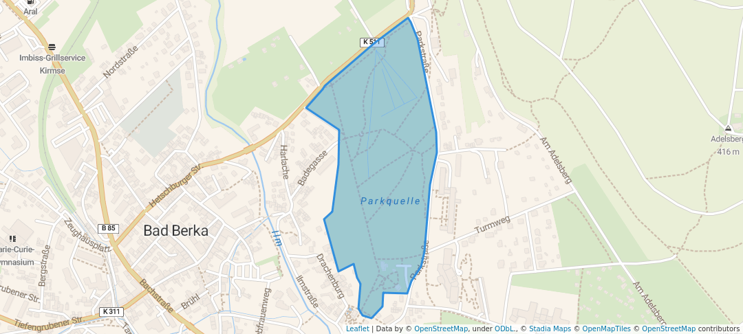 walking in Goethepark map in Bad Berka