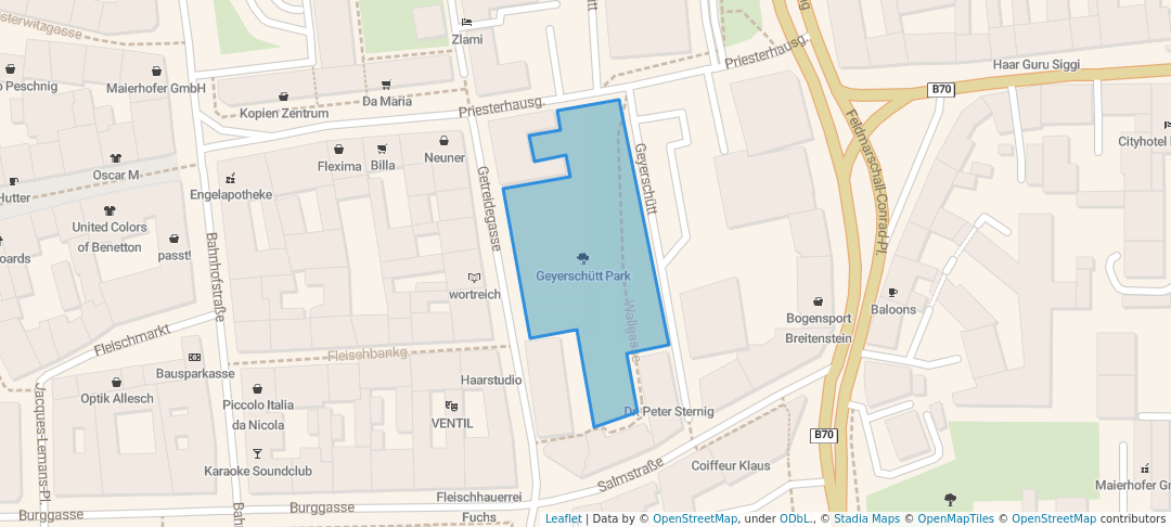 walking in Geyerschütt Park map in Innere Stadt