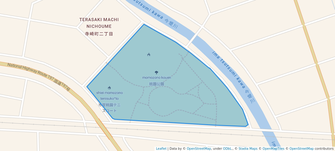 walking in 桃園公園 map in Oita
