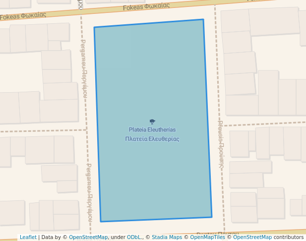 walking in Freedom Square map in Patra