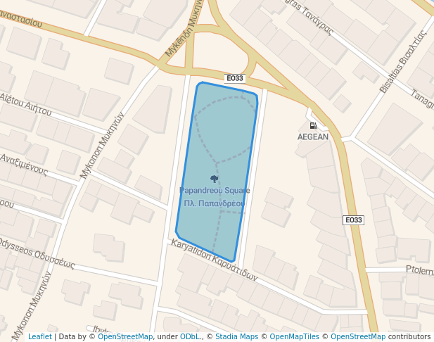 walking in Papandreou Square map in Patra