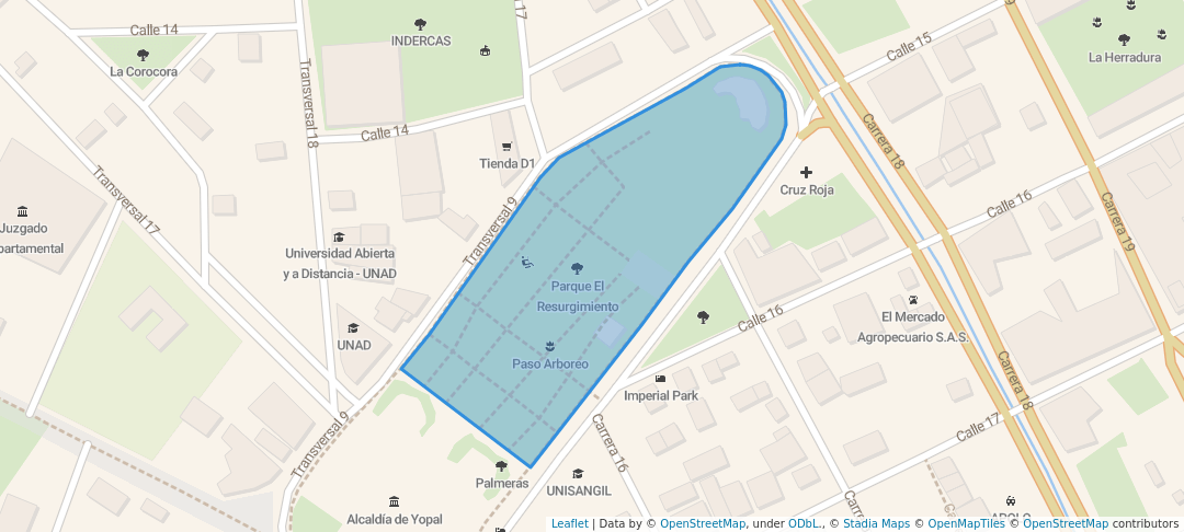 walking in Parque El Resurgimiento map in Yopal