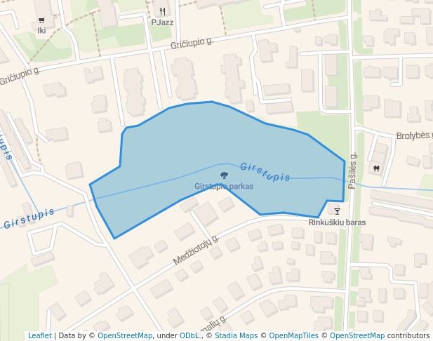 walking in Girstupio parkas map in Kaunas