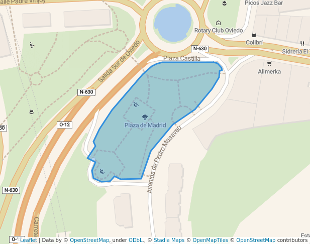 walking in Plaza de Madrid map in Oviedo