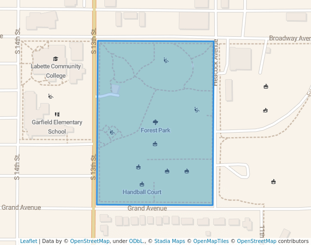 walking in Forest Park map in Parsons