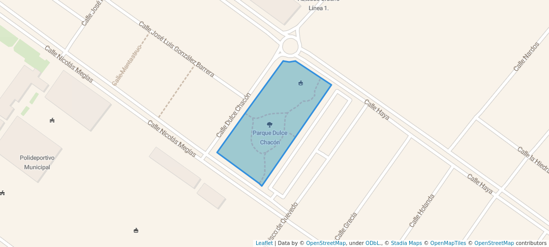 walking in Parque Dulce Chacón map in Almendralejo