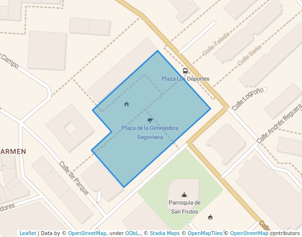 walking in Plaza de los Deportes map in Segovia