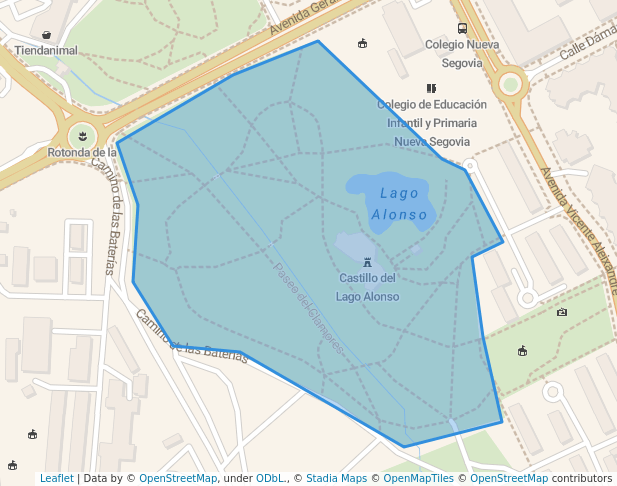 walking in Parque de la Dehesa del Alto Clamores map in Segovia