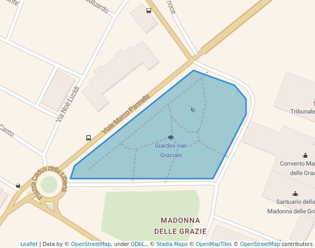 walking in Giardini Ivan Graziani map in Teramo