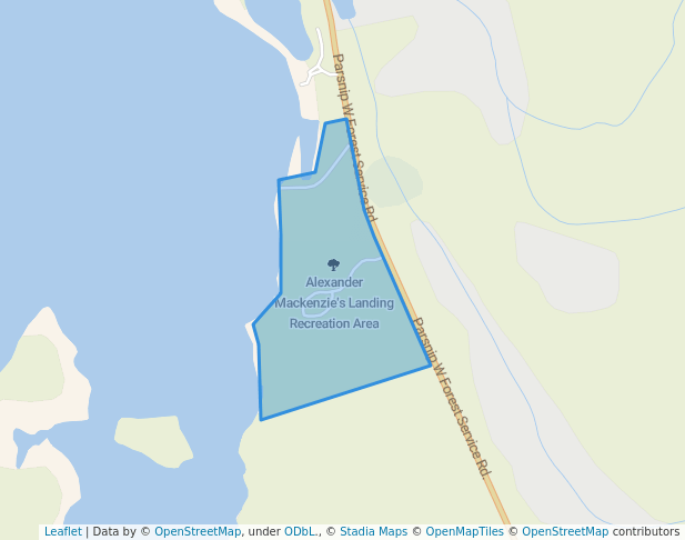 walking in Alexander Mackenzie's Landing Recreation Area map in Mackenzie