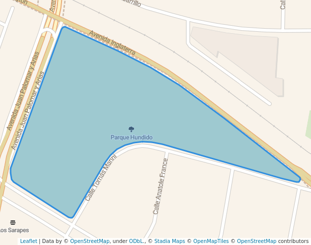 walking in Parque Hundido map in Zapopan