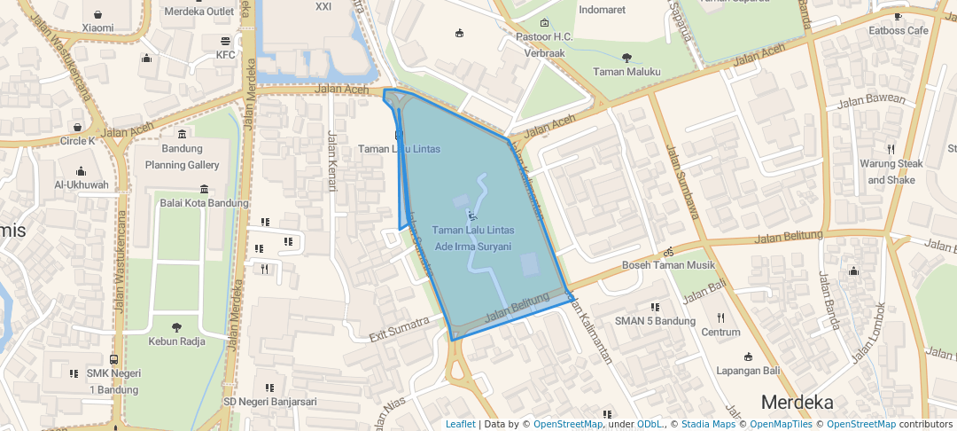 walking in Taman Lalu Lintas Ade Irma Suryani map in Bandung