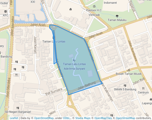 walking in Taman Lalu Lintas Ade Irma Suryani map in Bandung