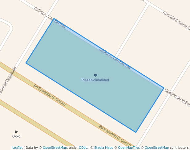 walking in Plaza Solidaridad map in Los Mochis