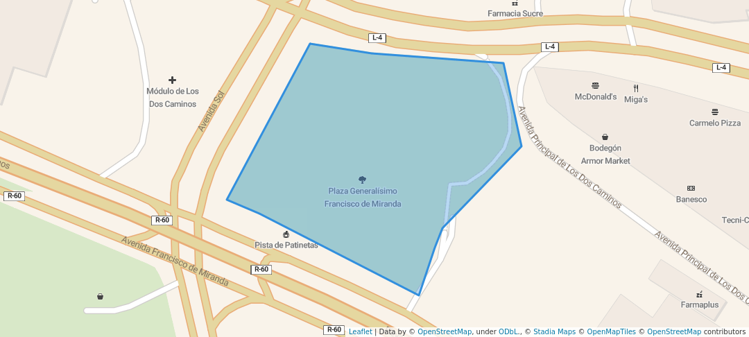 walking in Plaza Generalísimo Francisco de Miranda map in Caracas