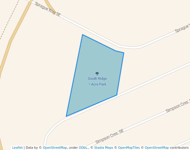 walking in South Ridge 1 Acre Park map in Medicine Hat