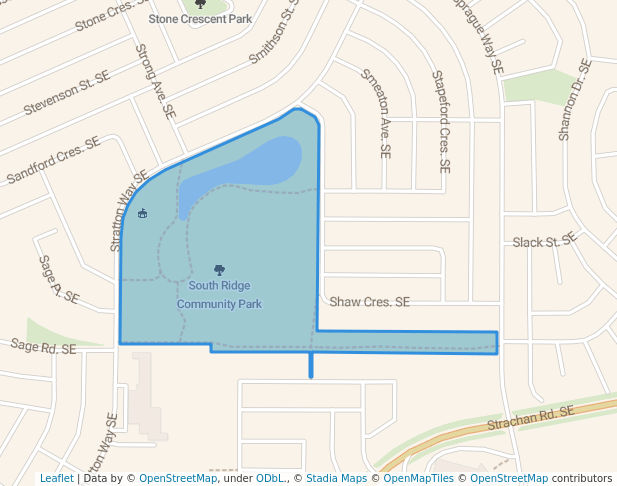 walking in South Ridge Community Park map in Medicine Hat