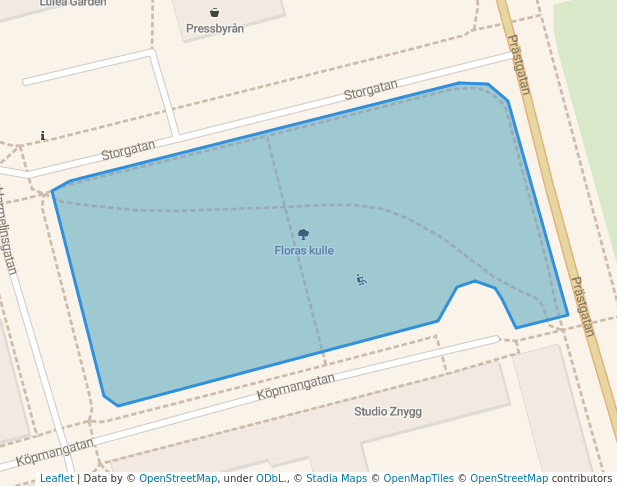 walking in Floras kulle map in Luleå