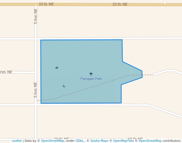 walking in Flanagan Park map in Medicine Hat