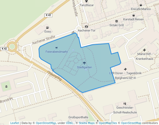 walking in Stadtgarten map in Bergheim