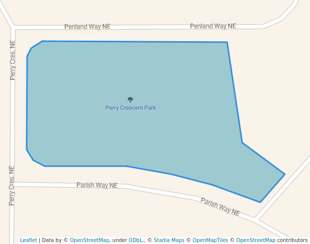 walking in Perry Crescent Park map in Medicine Hat